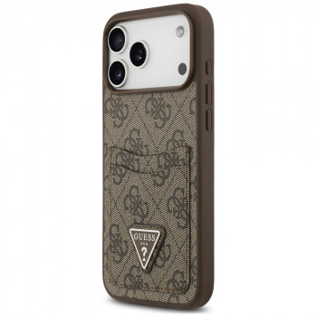 Guess 4G Double Card Triangle dėklas, skirtas Apple iPhone 18 Pro Max / 17 Pro Max, rudas