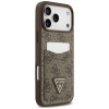 Guess 4G Double Card Triangle dėklas, skirtas Apple iPhone 18 Pro Max / 17 Pro Max, rudas