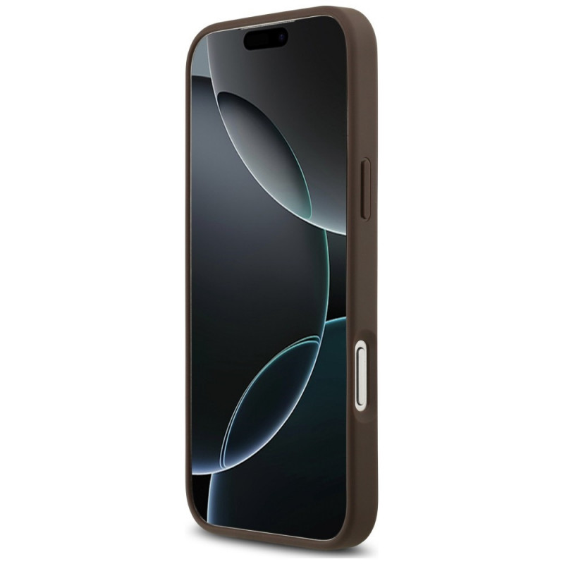 Guess 4G Double Card Triangle dėklas, skirtas Apple iPhone 18 Pro Max / 17 Pro Max, rudas