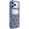 Guess 4G Double Card Triangle dėklas, skirtas Apple iPhone 18 Pro Max / 17 Pro Max, mėlynas