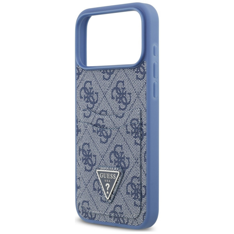 Guess 4G Double Card Triangle dėklas, skirtas Apple iPhone 18 Pro Max / 17 Pro Max, mėlynas