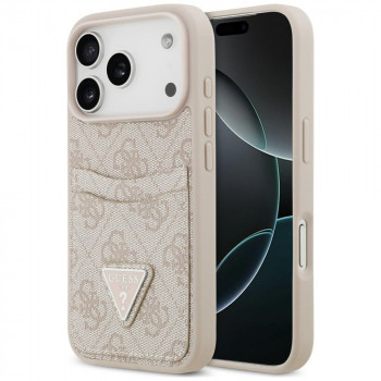 Guess 4G Double Card Triangle dėklas, skirtas Apple iPhone 18 Pro / 17 Pro, rožinis