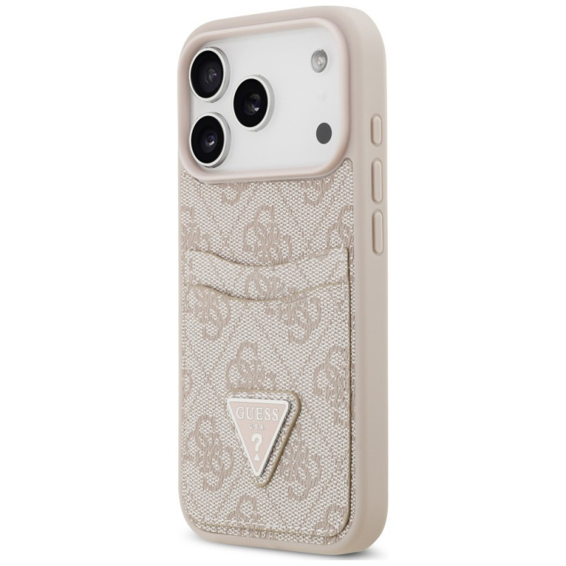 Guess 4G Double Card Triangle dėklas, skirtas Apple iPhone 18 Pro / 17 Pro, rožinis
