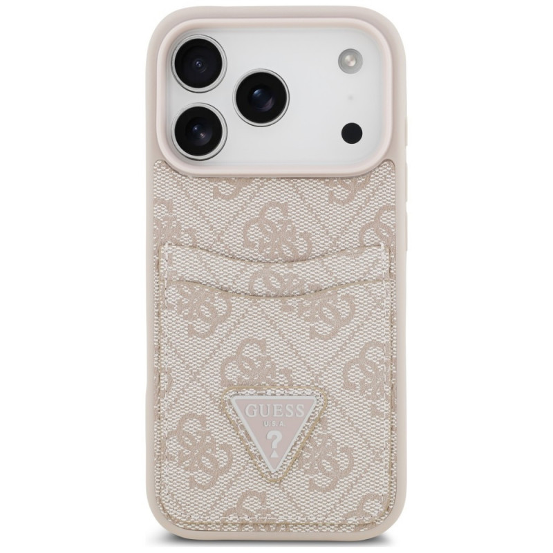 Guess 4G Double Card Triangle dėklas, skirtas Apple iPhone 18 Pro / 17 Pro, rožinis