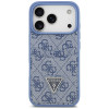Guess 4G Double Card Triangle dėklas, skirtas Apple iPhone 18 Pro / 17 Pro, mėlynas