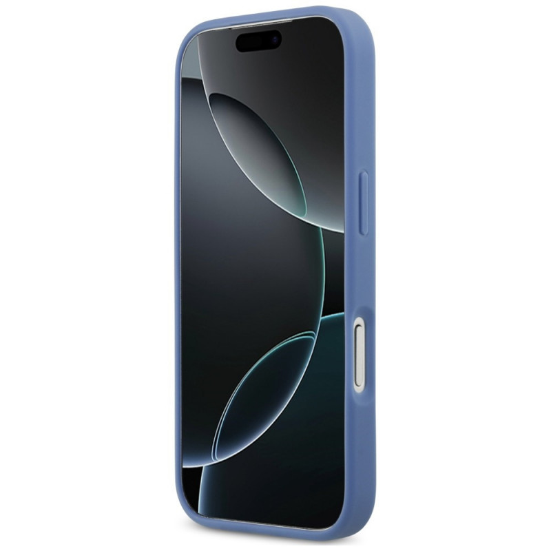 Guess 4G Double Card Triangle dėklas, skirtas Apple iPhone 18 Pro / 17 Pro, mėlynas