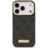 Guess Guess 4G Logo Plate MagSafe dėklas, skirtas Apple iPhone 18 Pro / 17 Pro, juodas