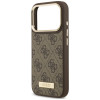 Guess Guess 4G Logo Plate MagSafe dėklas, skirtas Apple iPhone 18 Pro / 17 Pro, rudas