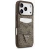 Guess 4G Double Card Triangle dėklas, skirtas Apple iPhone 18 Pro / 17 Pro, rudas