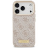 Guess 4G Logo Plate MagSafe dėklas, skirtas Apple iPhone 18 Pro / 17 Pro, rausvas