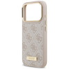 Guess 4G Logo Plate MagSafe dėklas, skirtas Apple iPhone 18 Pro / 17 Pro, rausvas