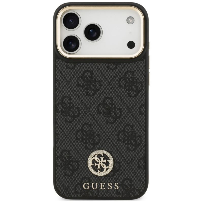 Guess 4G Strass Logo MagSafe dėklas Apple iPhone 18 Pro Max / 17 Pro Max, juodas