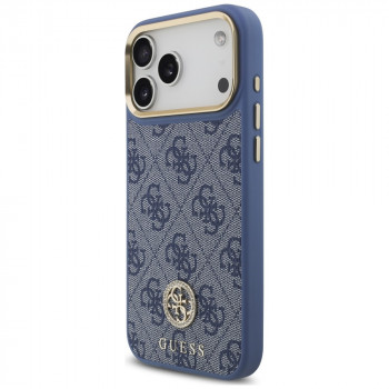 Guess Guess 4G Strass Logo MagSafe dėklas, skirtas Apple iPhone 18 Pro Max / 17 Pro Max, mėlynas