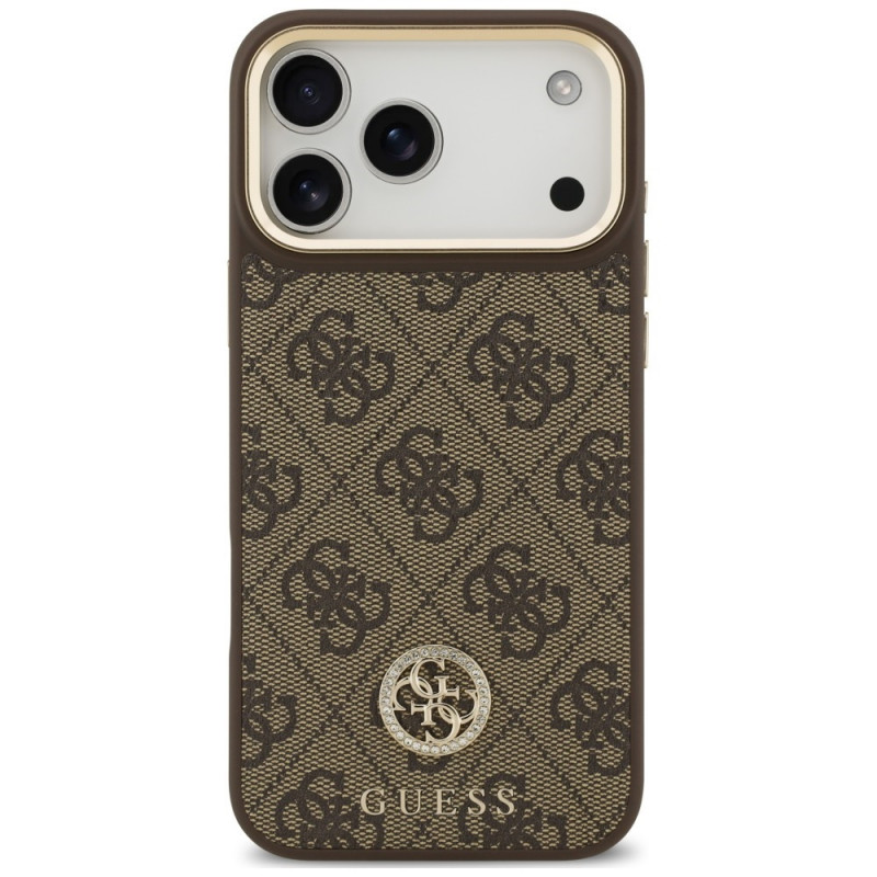 Guess Guess 4G Strass Logo MagSafe dėklas, skirtas Apple iPhone 18 Pro Max / 17 Pro Max, rudas