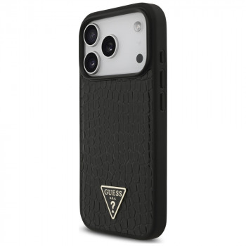 Guess dėklas su MagSafe Guess Croco Triangle Logo skirtas Apple iPhone 18 Pro Max / 17 Pro Max, juodas