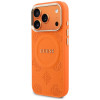 Guess Peony Hot Stamp MagSafe dėklas, skirtas Apple iPhone 18 Pro Max / 17 Pro Max, oranžinis
