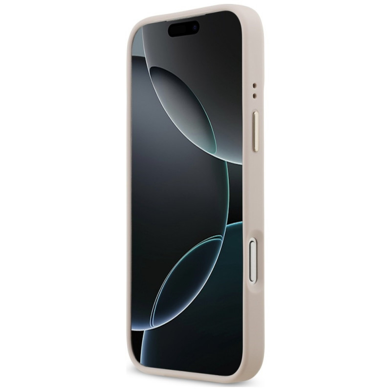 Guess 4G Strass Logo MagSafe dėklas, skirtas Apple iPhone 18 Pro Max / 17 Pro Max, rožinis