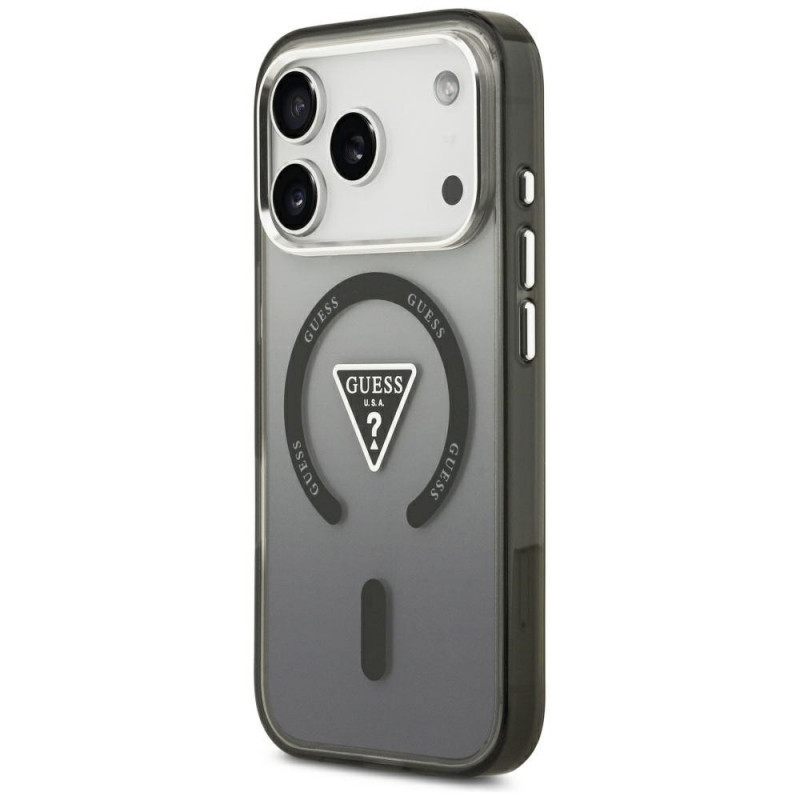 Guess Guess IML Gradient Triangle Logo MagSafe dėklas, skirtas Apple iPhone 18 Pro Max / 17 Pro Max, juodas