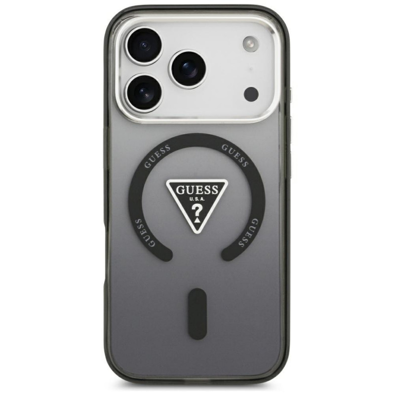 Guess Guess IML Gradient Triangle Logo MagSafe dėklas, skirtas Apple iPhone 18 Pro Max / 17 Pro Max, juodas