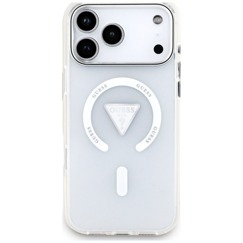 Guess IML Gradient Triangle Logo MagSafe dėklas, skirtas Apple iPhone 18 Pro Max / 17 Pro Max, permatomas