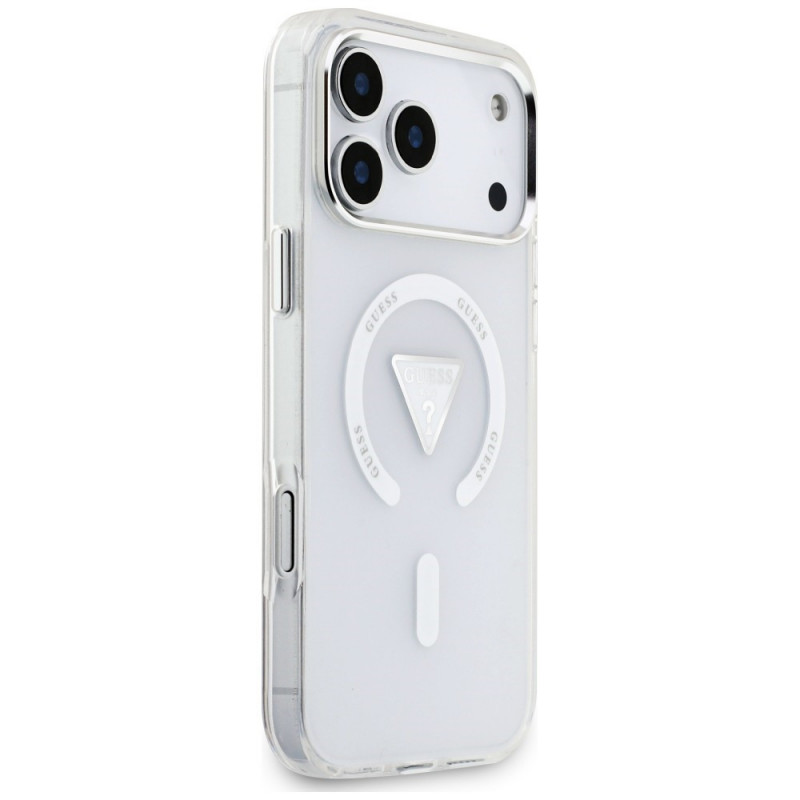 Guess IML Gradient Triangle Logo MagSafe dėklas, skirtas Apple iPhone 18 Pro Max / 17 Pro Max, permatomas