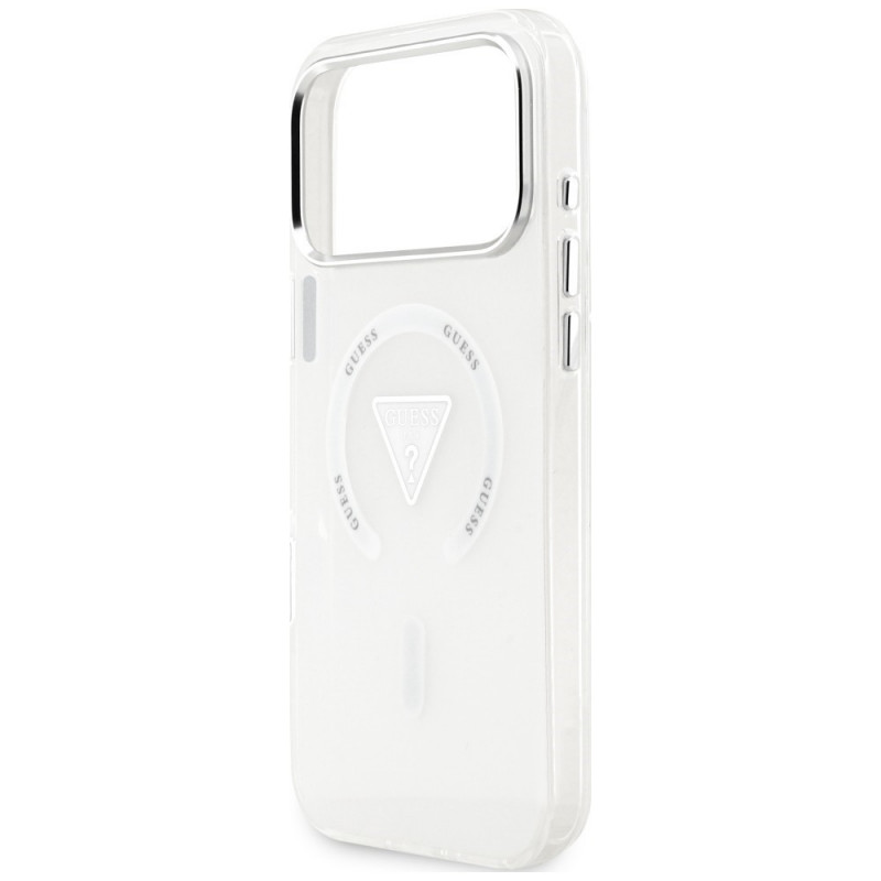Guess IML Gradient Triangle Logo MagSafe dėklas, skirtas Apple iPhone 18 Pro Max / 17 Pro Max, permatomas