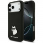 Karl Lagerfeld Silicone Choupette Metal Pin silikoninis dėklas su metaline sagelei skirta Apple iPhone 18 Pro Max / 17 Pro Max, juodas