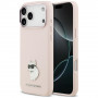 Karl Lagerfeld silikoninis Choupette metalinio smeigtuko dėklas, skirtas Apple iPhone 18 Pro Max / 17 Pro Max, rožinis