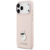 Karl Lagerfeld silikoninis Choupette metalinio smeigtuko dėklas, skirtas Apple iPhone 18 Pro Max / 17 Pro Max, rožinis