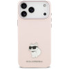 Karl Lagerfeld silikoninis Choupette metalinio smeigtuko dėklas, skirtas Apple iPhone 18 Pro Max / 17 Pro Max, rožinis