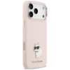 Karl Lagerfeld silikoninis Choupette metalinio smeigtuko dėklas, skirtas Apple iPhone 18 Pro Max / 17 Pro Max, rožinis