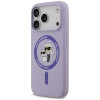 Karl Lagerfeld silikoninis Karl&Choupette Ring MagSafe dėklas, skirtas Apple iPhone 18 Pro / 17 Pro, purpurinis