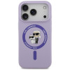 Karl Lagerfeld silikoninis Karl&Choupette Ring MagSafe dėklas, skirtas Apple iPhone 18 Pro / 17 Pro, purpurinis