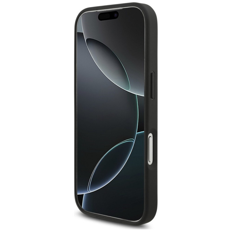 Karl Lagerfeld Saffiano Mono Patch Choupette dėklas, skirtas Apple iPhone 18 Pro / 17 Pro, juodas