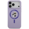 Karl Lagerfeld silikoninis Karl&Choupette žiedo MagSafe dėklas, skirtas Apple iPhone 18 Pro Max / iPhone 17 Pro Max, purpurinis