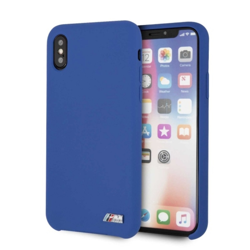 BMW BMHCPXMSILNA Silicone M Collection kietasis dėklas, skirtas Apple iPhone X / XS, tamsiai mėlynas