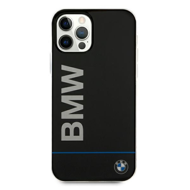 BMW BMHCP12MPCUBBK Signature Printed Logo kietasis dėklas, skirtas Apple iPhone 12 / 12 Pro, juodas
