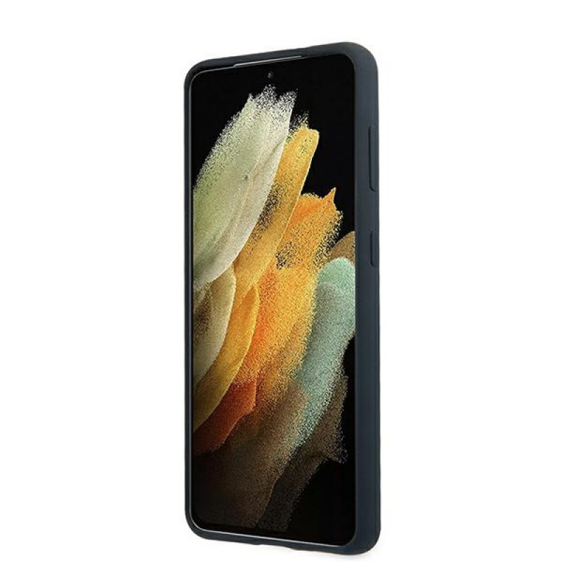 BMW BMHCS21MSILNA silikoninis Signature kietasis dėklas skirtas Samsung Galaxy S21+, tamsiai mėlynas