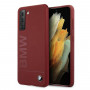 BMW BMHCS21MSLBLRE silikoninis Signature Logo dėklas su kietu korpusu, skirtas Samsung Galaxy S21+, raudonas
