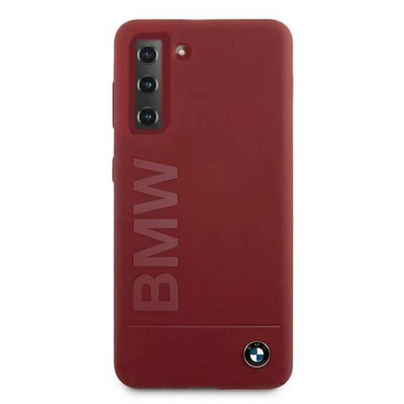 BMW BMHCS21MSLBLRE silikoninis Signature Logo dėklas su kietu korpusu, skirtas Samsung Galaxy S21+, raudonas