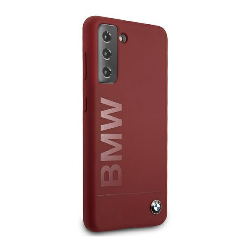 BMW BMHCS21MSLBLRE silikoninis Signature Logo dėklas su kietu korpusu, skirtas Samsung Galaxy S21+, raudonas