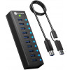 ICY BOX IB-AC6110a 10 prievadų USB 3.2 Gen 2 šakotuvas su įkrovimo prievadu, 12 V