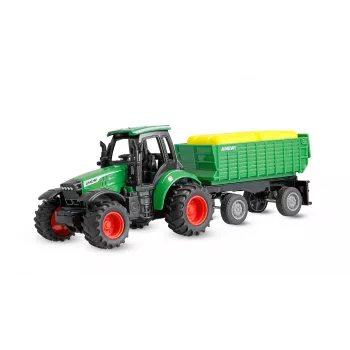 Amewi metalinis traktorius su priekaba, 1:64, RTR, žalias