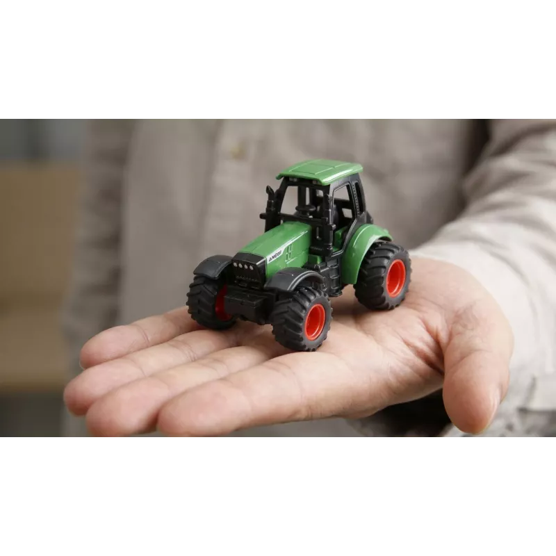 Amewi metalinis traktorius su priekaba, 1:64, RTR, žalias