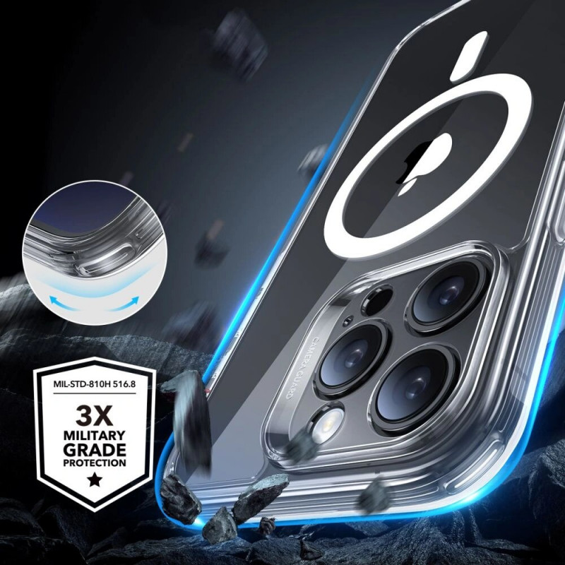 ESR Classic Pro Set HaloLock MagSafe dėklas su grūdintu stiklu, skirtas Apple iPhone 16 Pro Max, permatomas