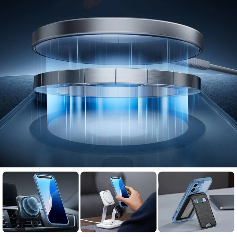ESR Classic Pro Set HaloLock MagSafe dėklas su grūdintu stiklu, skirtas Apple iPhone 16, Frosted Blue