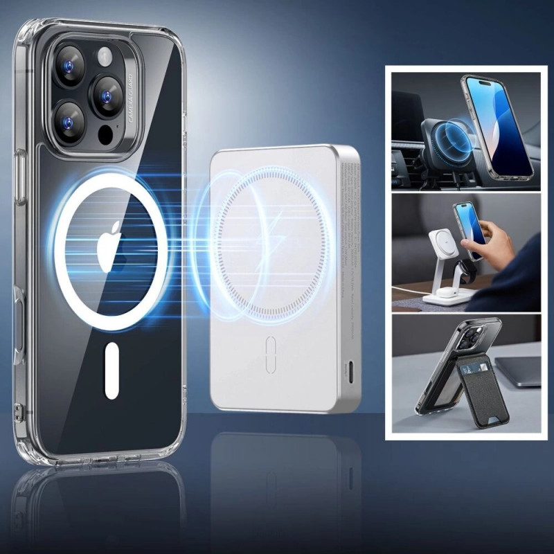 ESR Classic Hybrid HaloLock MagSafe dėklas su grūdintu stiklu, skirtas Apple iPhone 16 Pro Max, permatomas