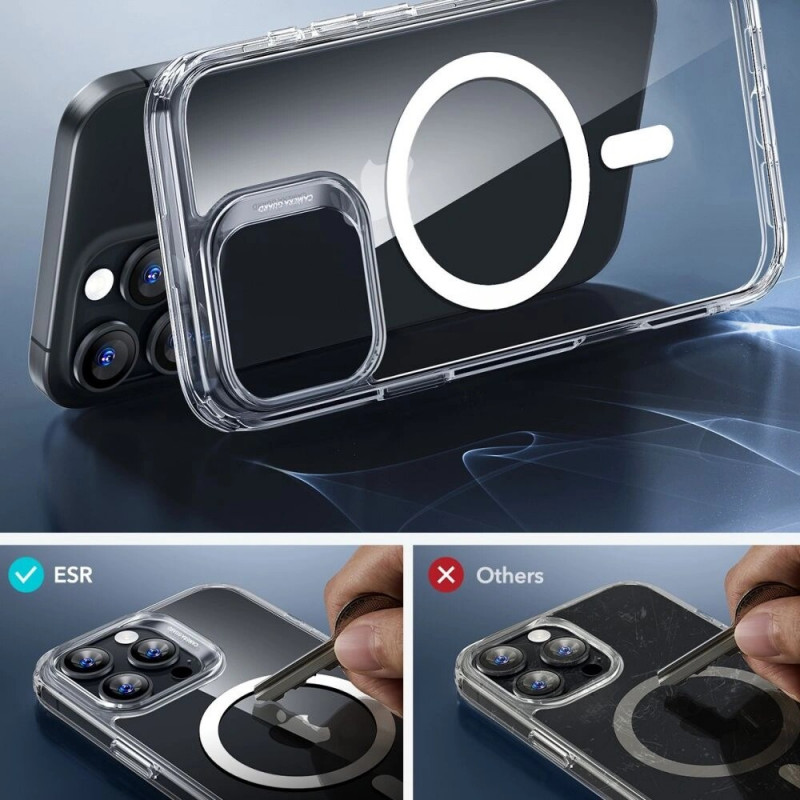 ESR Classic Hybrid HaloLock MagSafe dėklas su grūdintu stiklu, skirtas Apple iPhone 16 Pro Max, permatomas