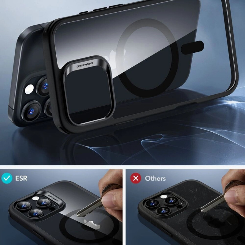 ESR Classic Hybrid HaloLock MagSafe dėklas su grūdintu stiklu, skirtas Apple iPhone 16 Pro Max, Clear/Black