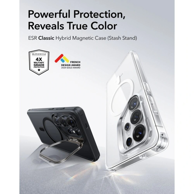 ESR Classic Hybrid Kickstand MagSafe dėklas, skirtas Samsung Galaxy S26 Ultra, Frosted Black